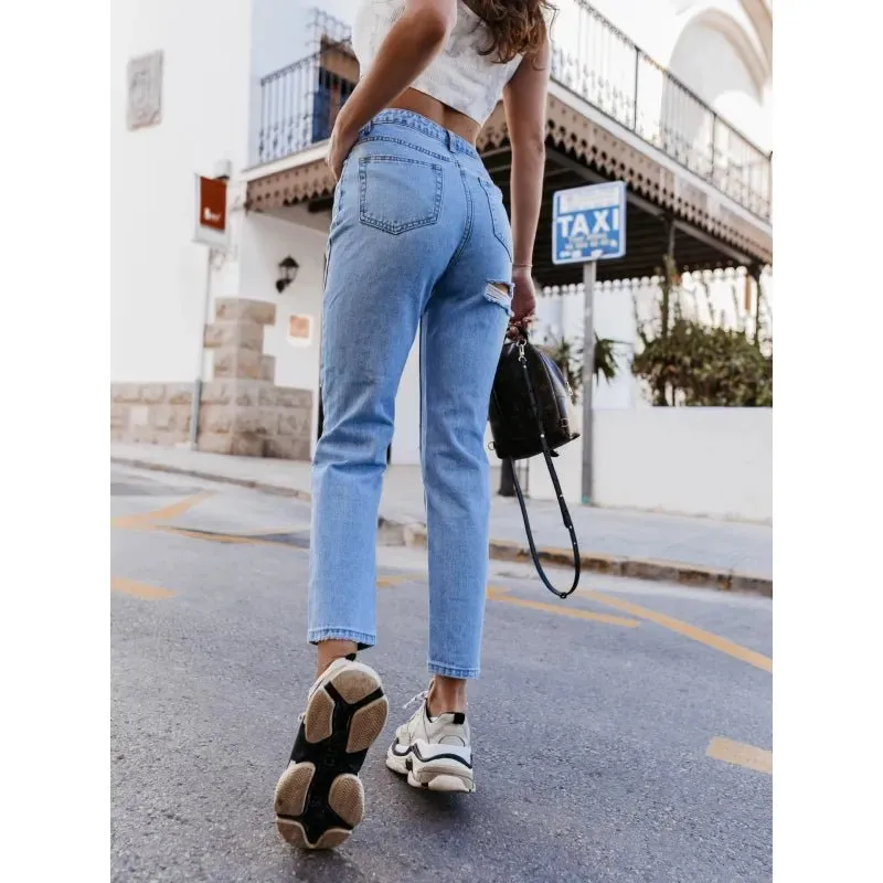 Trendy Ripped Straight-Leg Jeans