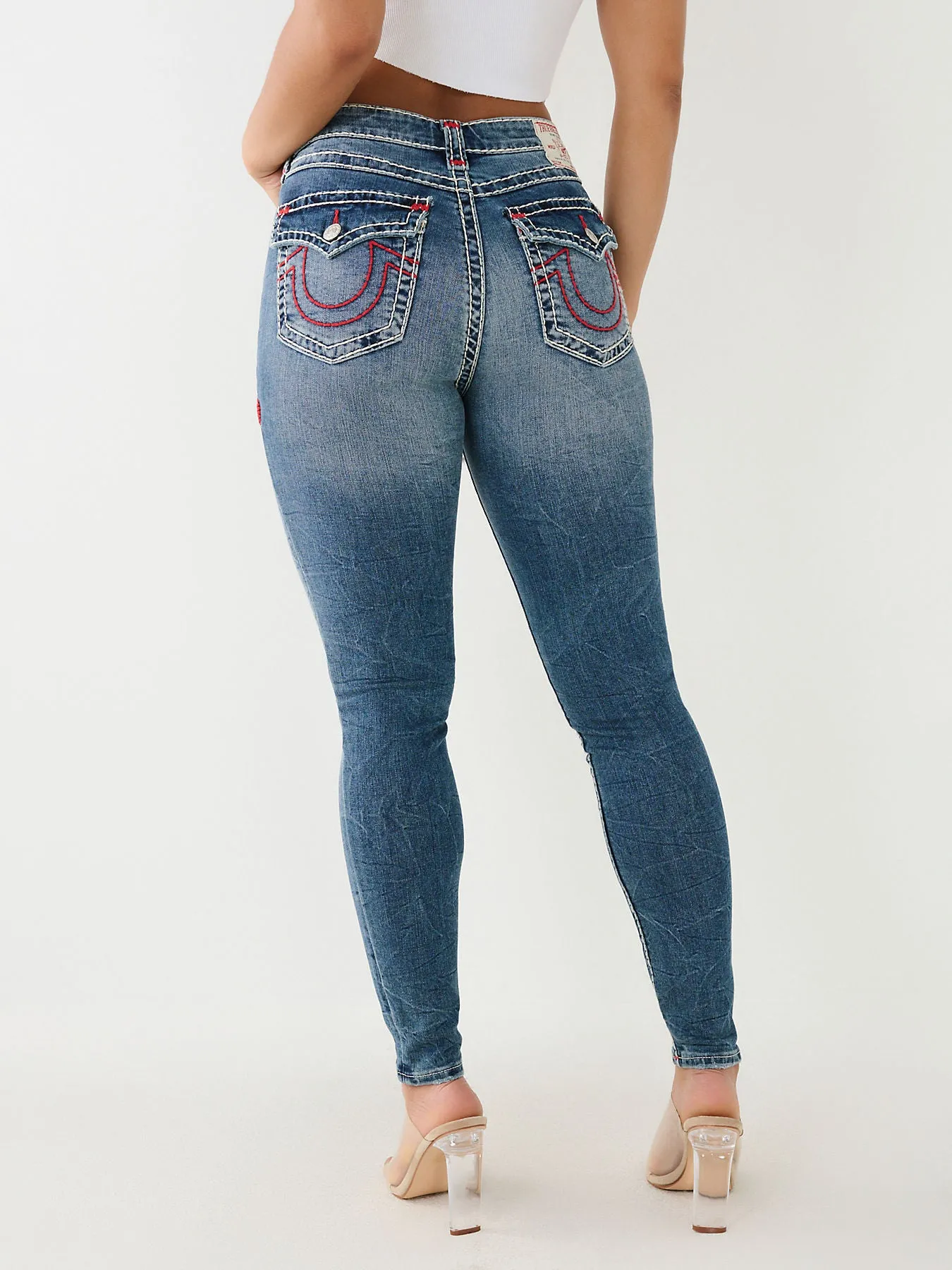 True Religion Womens Super T Jennie Skinny Fit Blue High Rise Jeans