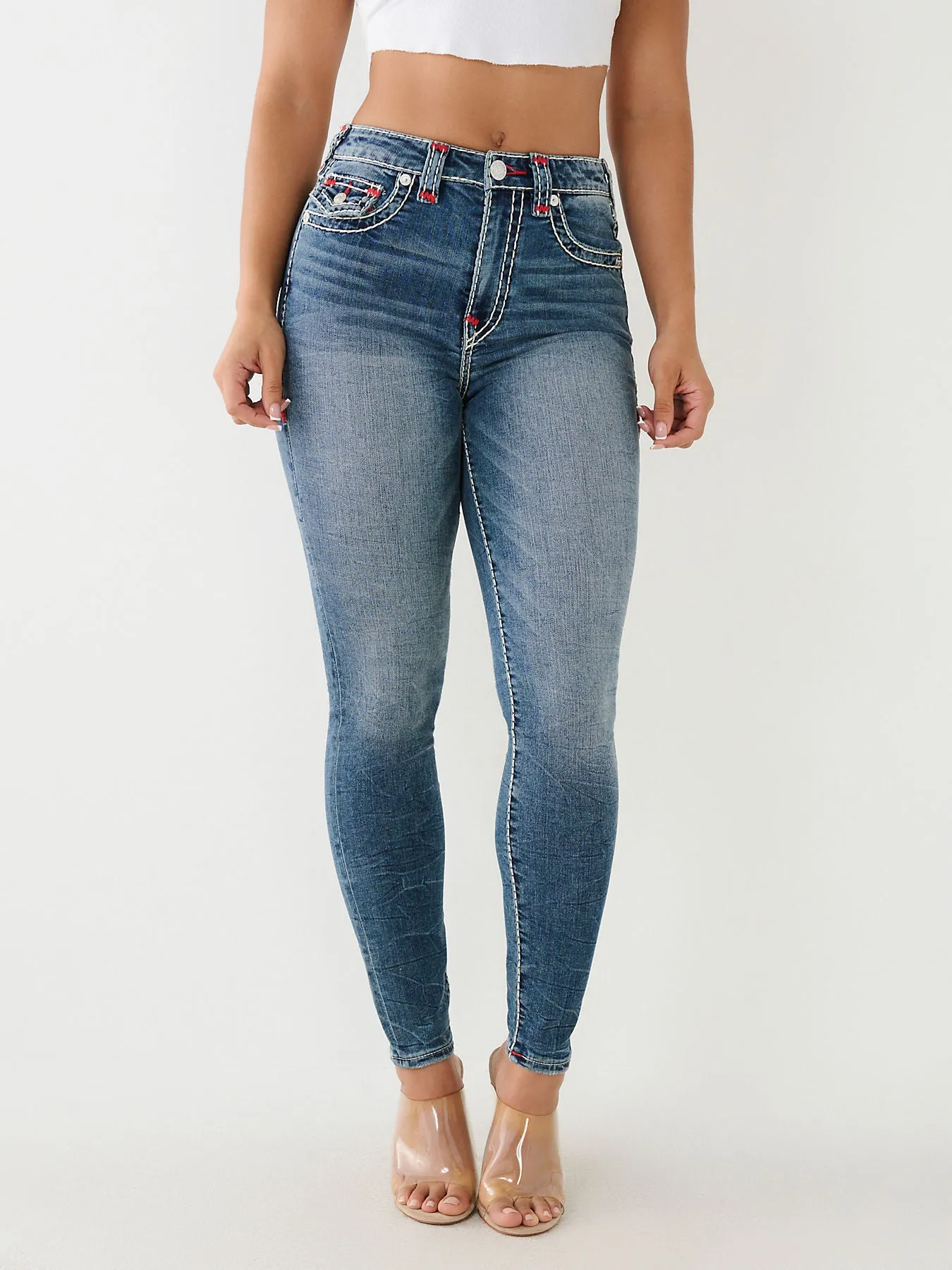 True Religion Womens Super T Jennie Skinny Fit Blue High Rise Jeans