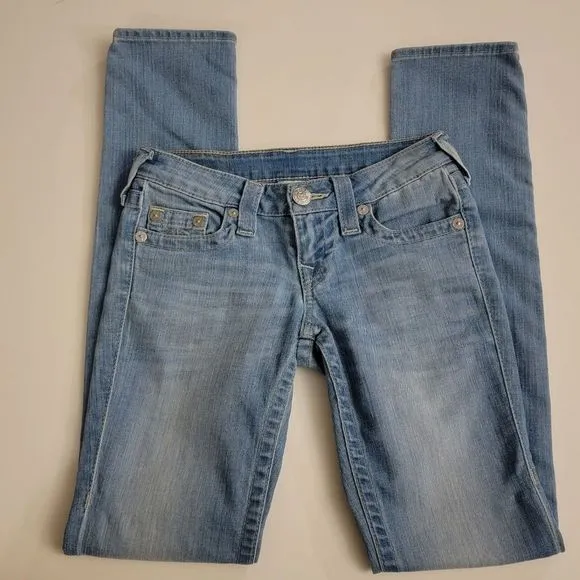 True Religion Light Wash Skinny Logo Jeans