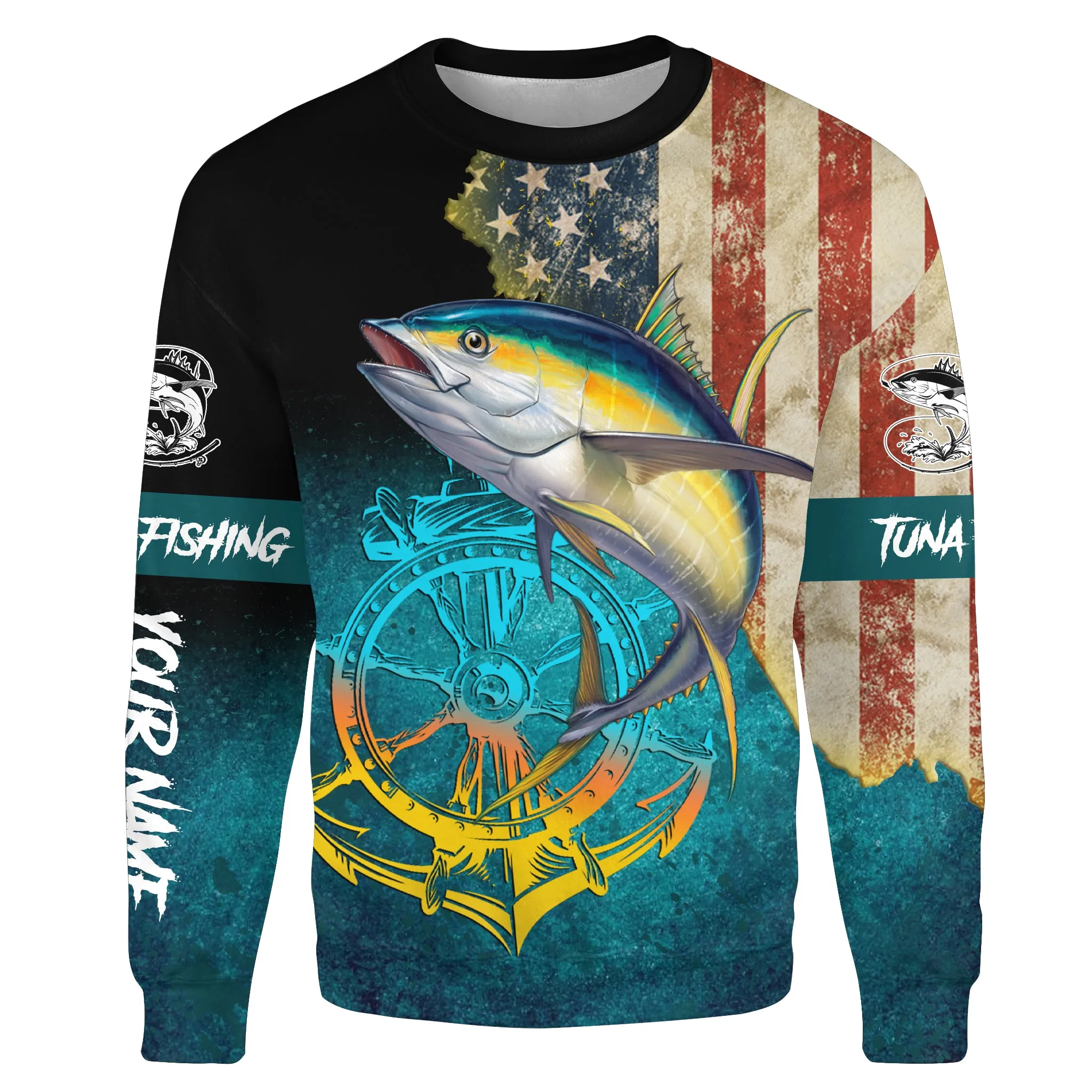 Tuna fishing American flag patriotic Custom Name 3D All Over Printed Sweatshirt - NPQ622
