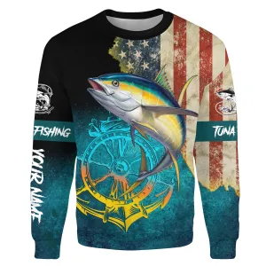 Tuna fishing American flag patriotic Custom Name 3D All Over Printed Sweatshirt - NPQ622