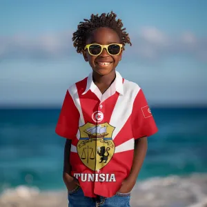 Tunisia Independence Day Kid Hawaiian Shirt with Coat of Arms and Flag Style LT01