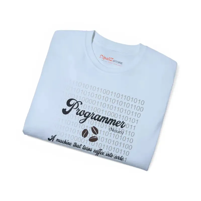 Ultra Cotton Tee for Coding and Coffee Fanatics