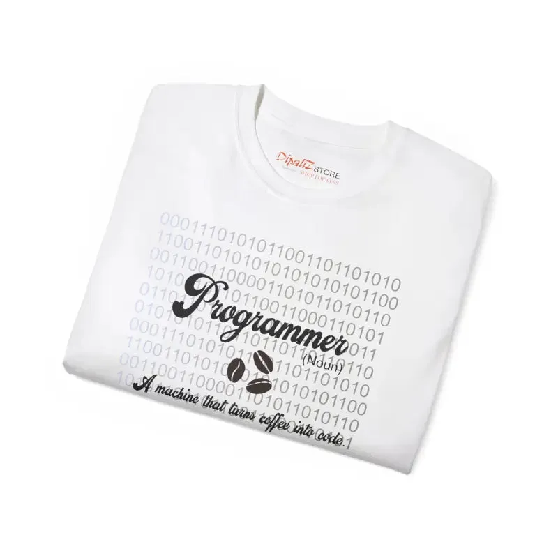 Ultra Cotton Tee for Coding and Coffee Fanatics