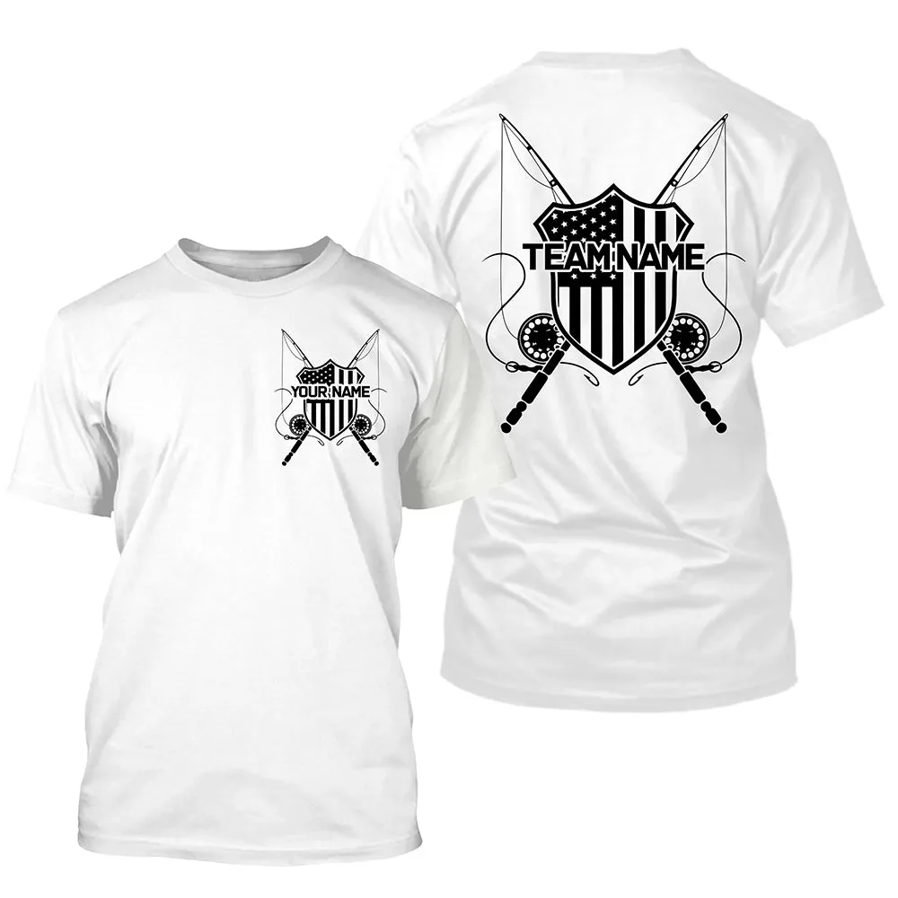 Us Fly Fishing American Flag Custom Patriotic Long Sleeve Fishing Shirts, Flyfishing Shirt | White IPHW7358
