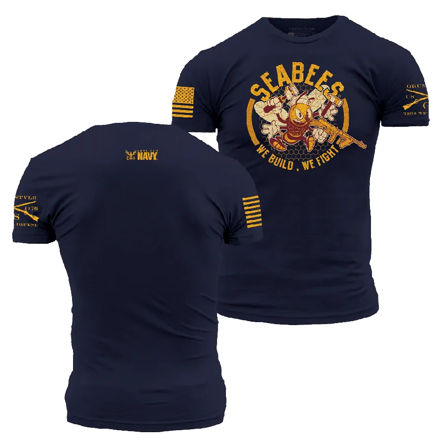 USN - We Build, We Fight T-Shirt - Navy