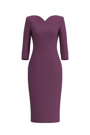V-NECKLINE DRESS IN DARK PURPLE