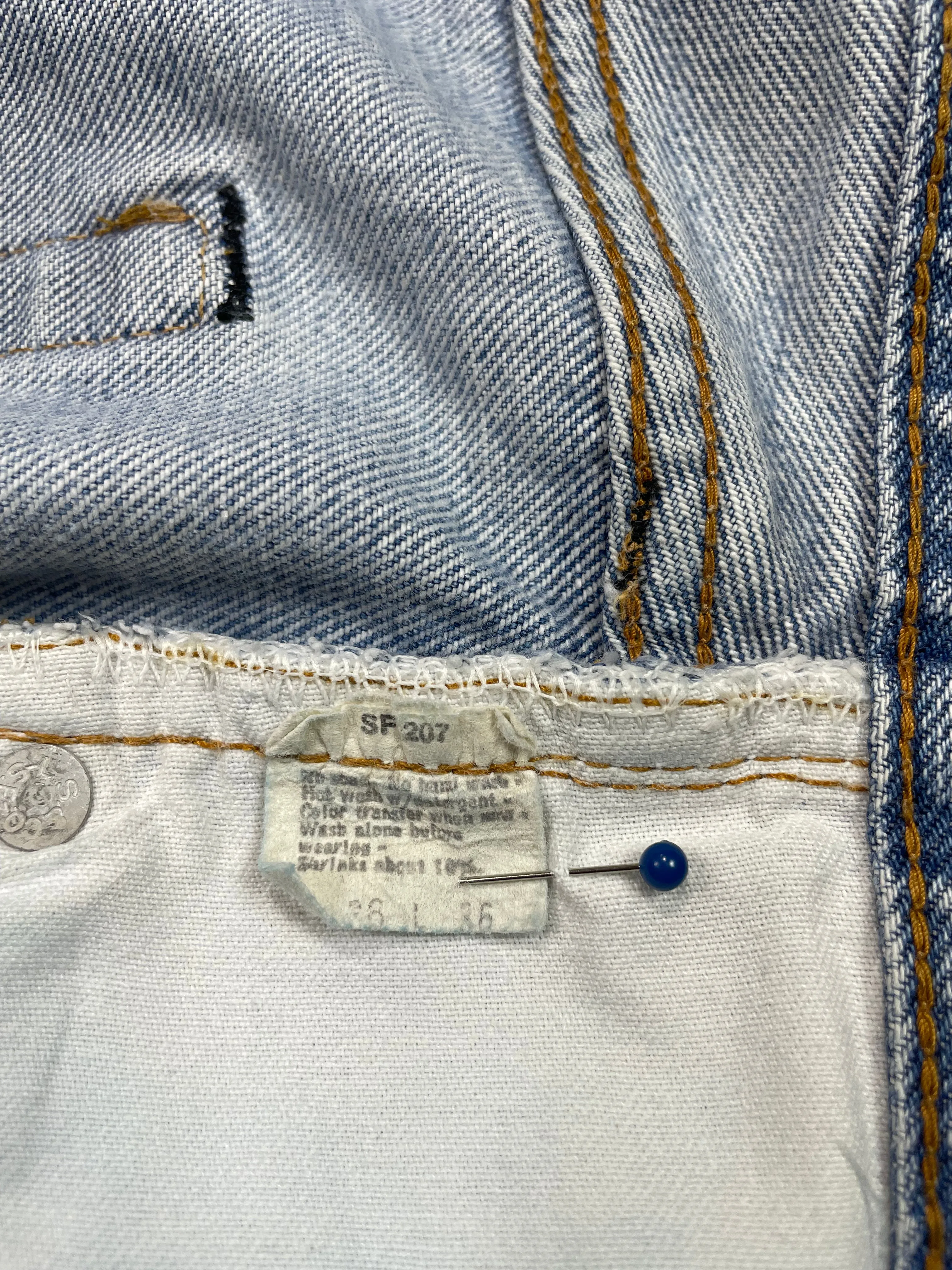 Vintage Levi Double-Stitch 501 Redline Denim Jeans (JYJ-0332)