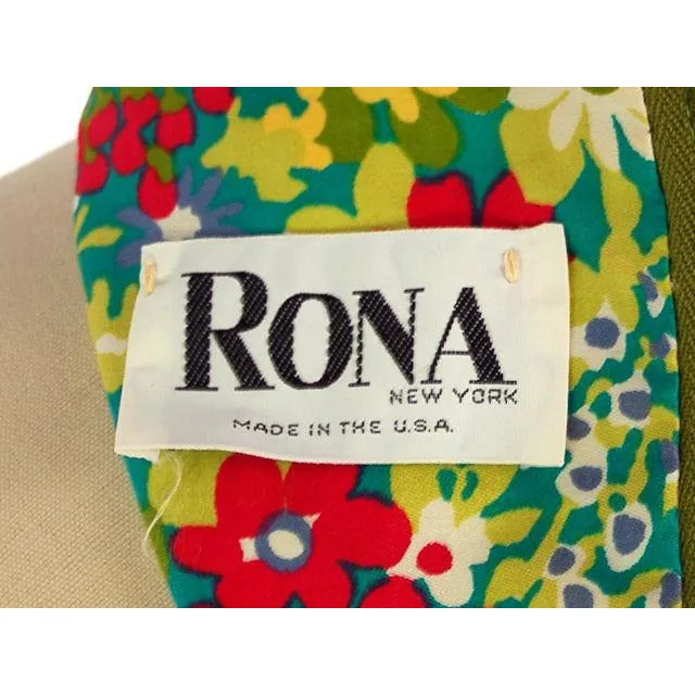 Vintage Polished Cotton Summer Maxi Gown Bright Florals Rona 1970s 38-32-42