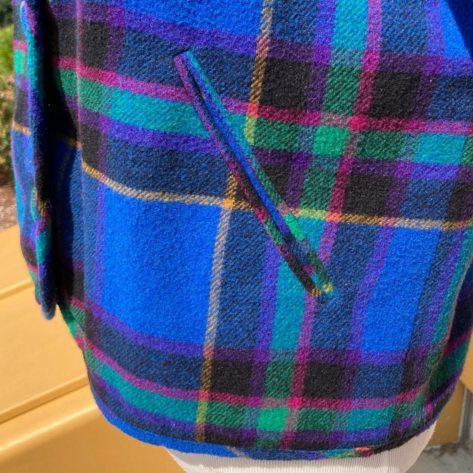 VTG The Limited Women's Royal Blue Violet Fuchsia Plaid Blazer - Size Large, Made in Italy