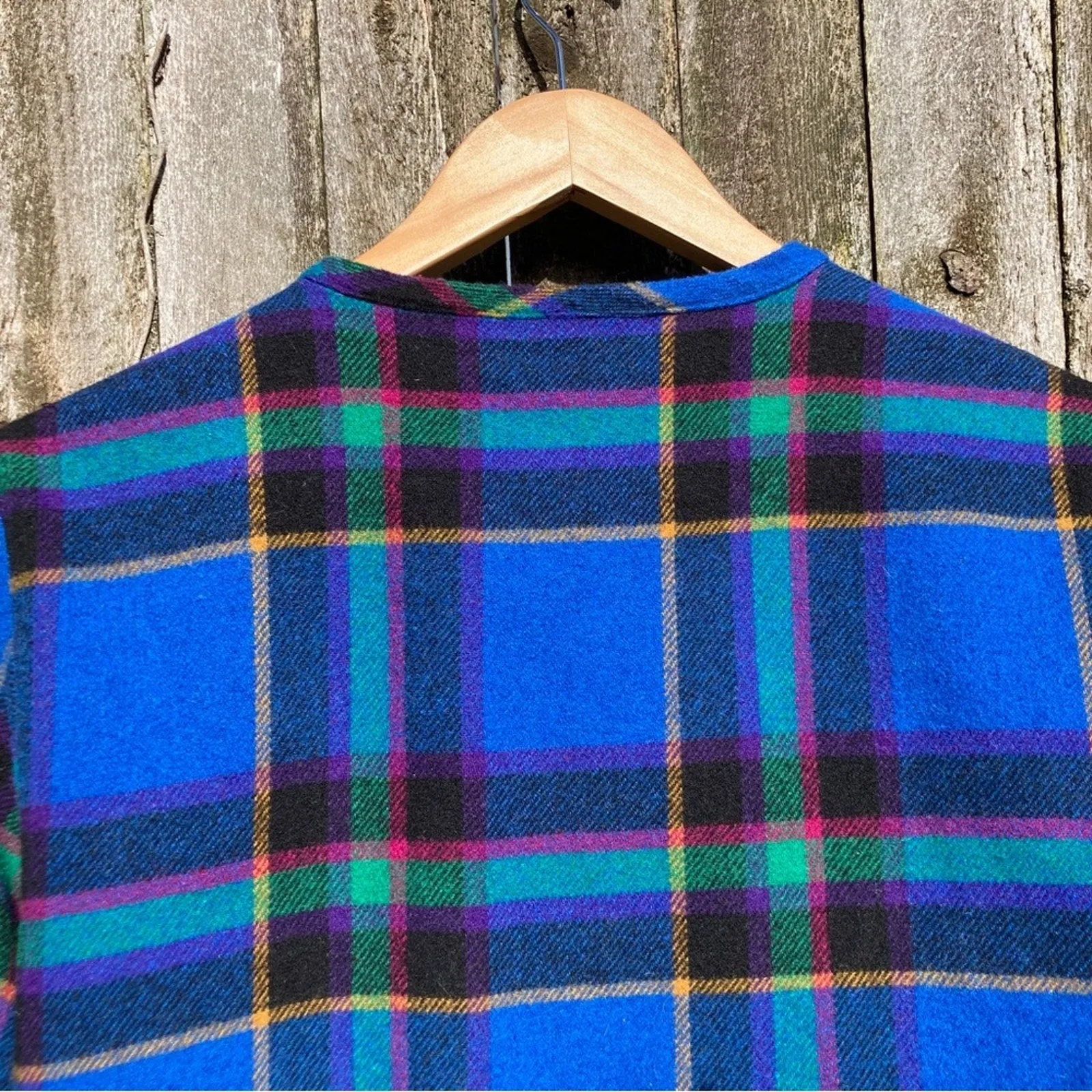 VTG The Limited Women's Royal Blue Violet Fuchsia Plaid Blazer - Size Large, Made in Italy