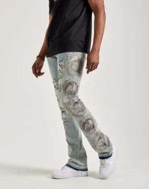 WAIMEA Stacked Floral Embroidery Jeans