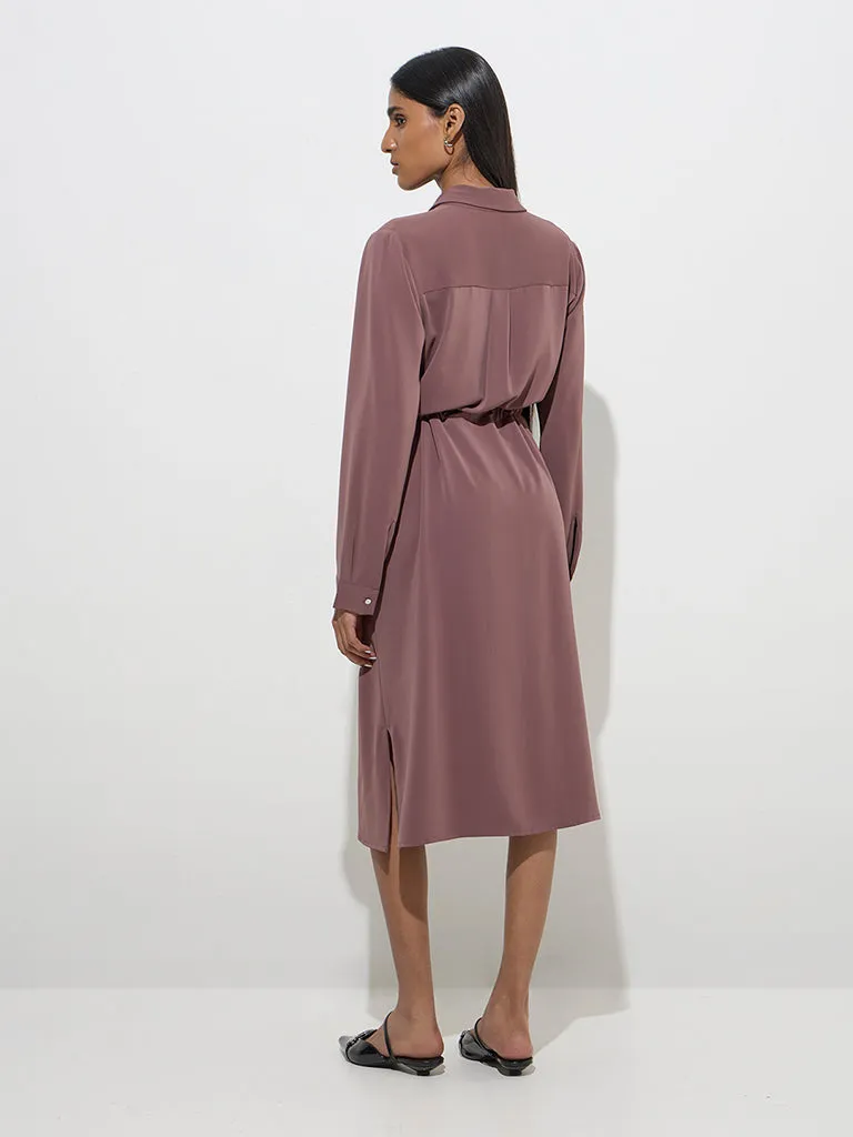 Wardrobe Brown Solid Shirt Dress