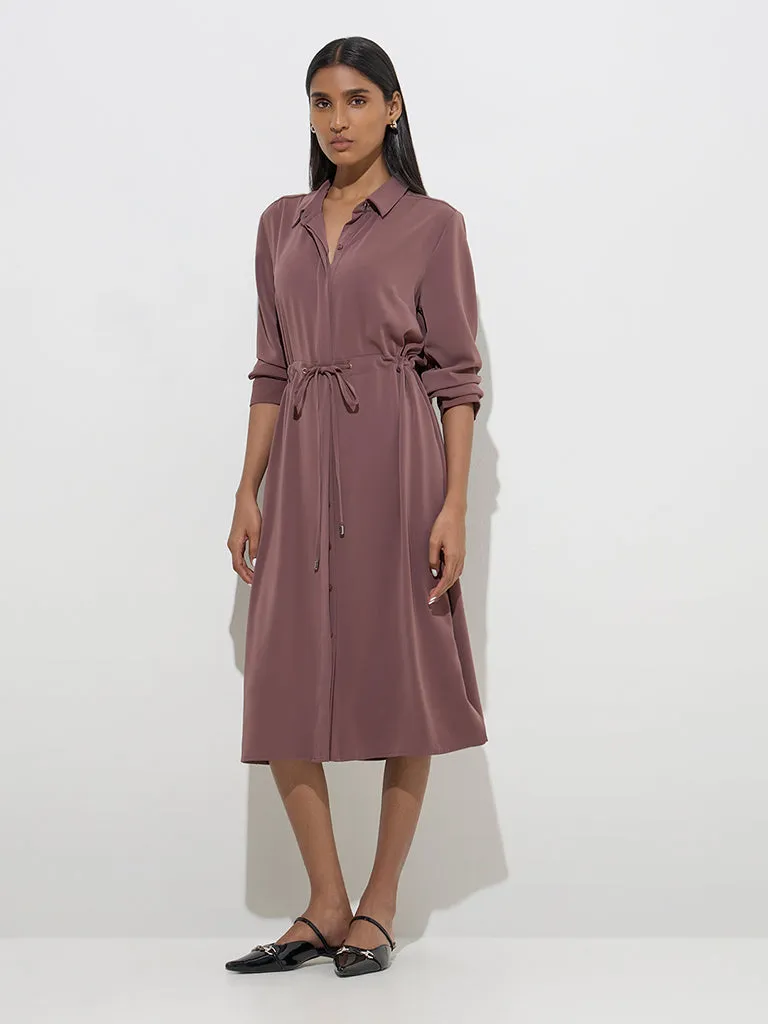 Wardrobe Brown Solid Shirt Dress