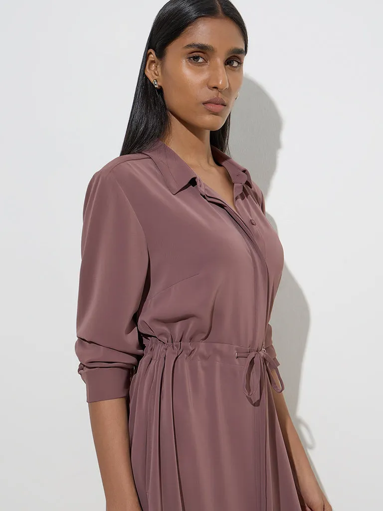 Wardrobe Brown Solid Shirt Dress