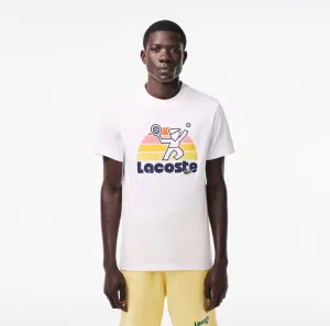 Washed Effect Tennis Print T-Shirt White