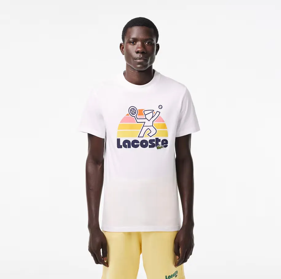 Washed Effect Tennis Print T-Shirt White