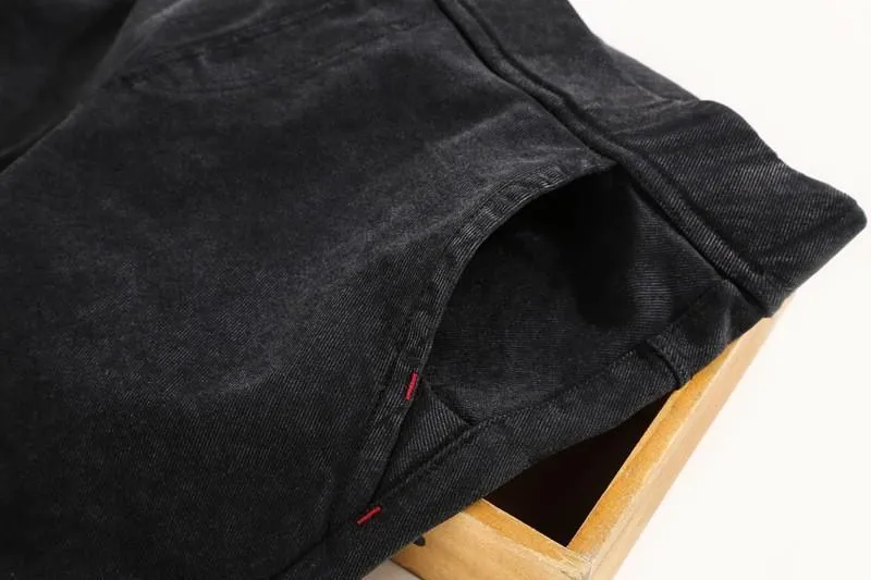 Washed Elastic Waist Jeans