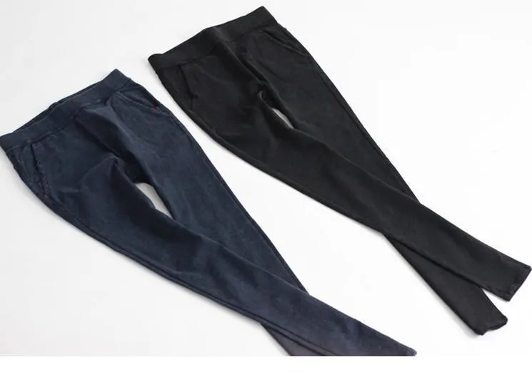 Washed Elastic Waist Jeans