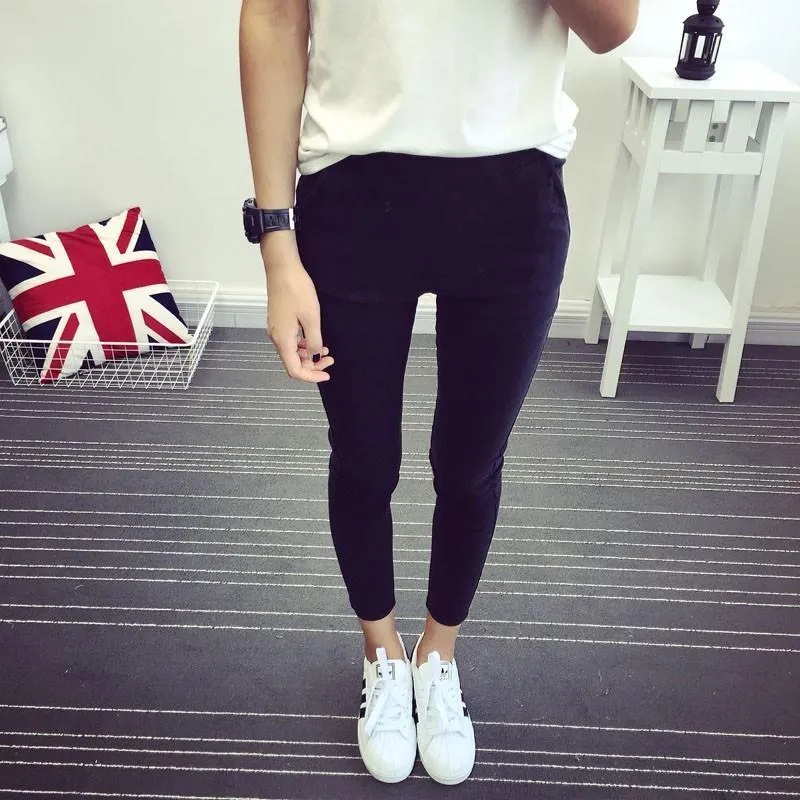 Washed Elastic Waist Jeans