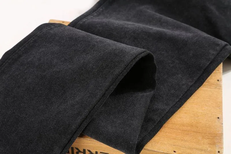 Washed Elastic Waist Jeans