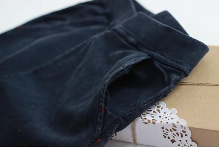 Washed Elastic Waist Jeans