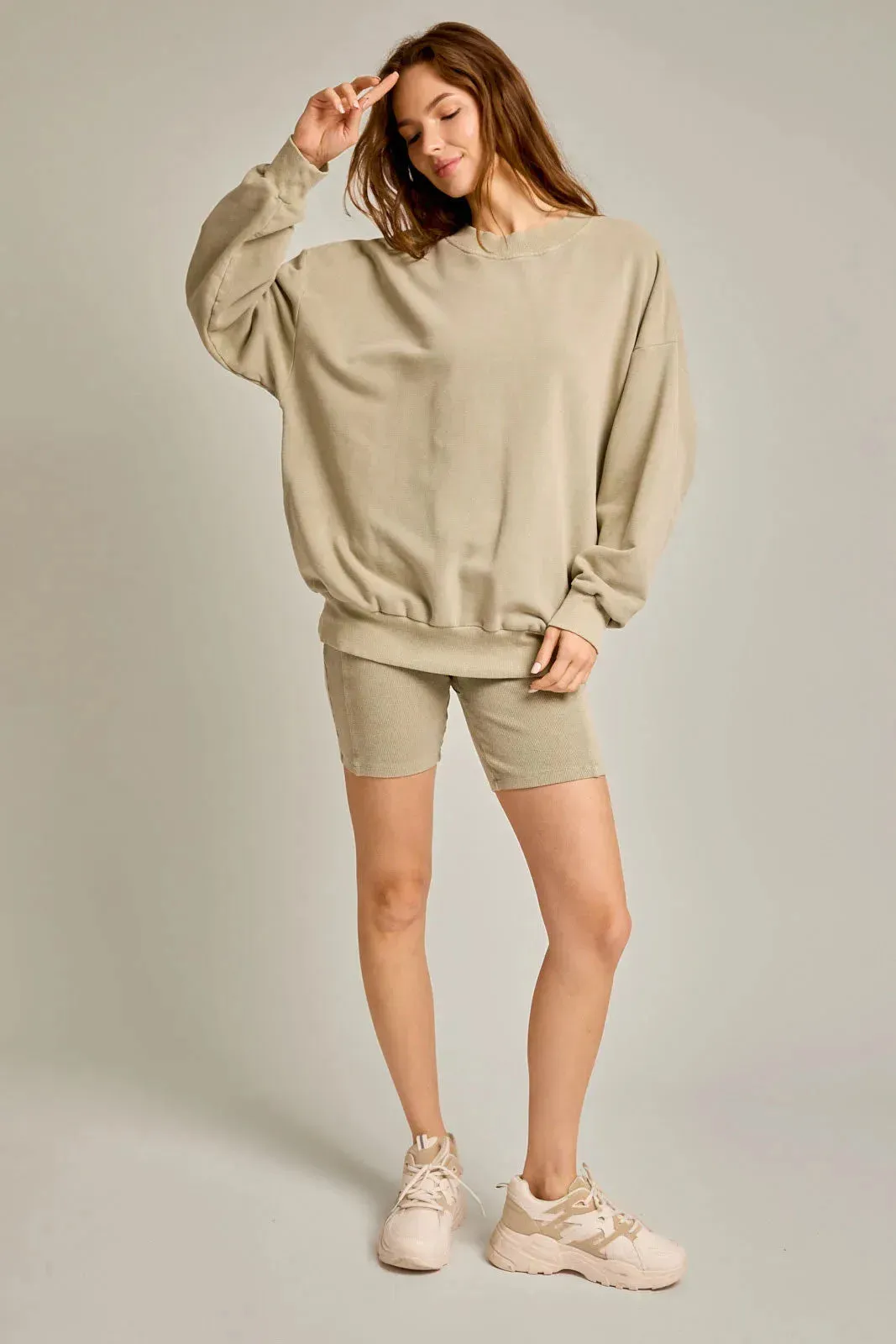 Washed Oversized Basic Pullover Top