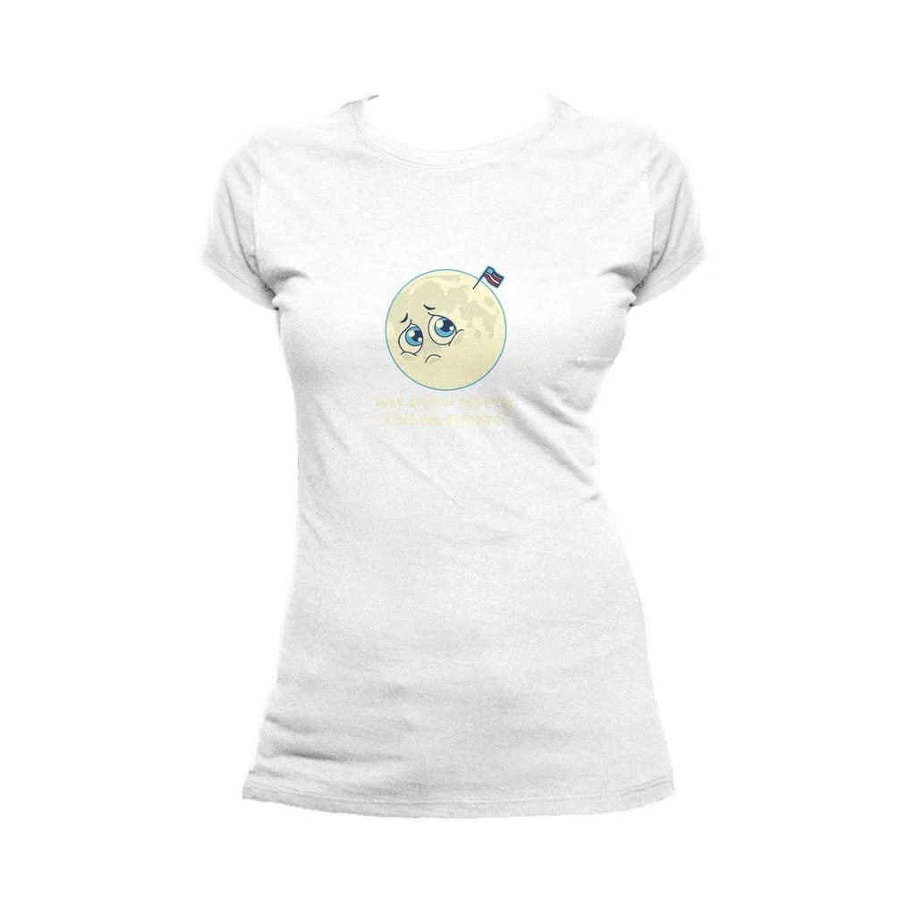 Weird Science Sad Moon Official Women's T-shirt (White)