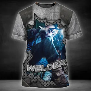 Welder Blue Graphic Design 3D Printed Shirts