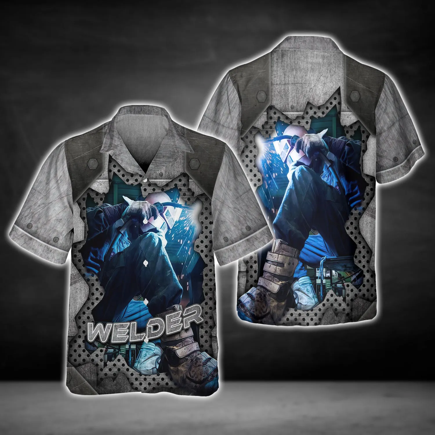 Welder Blue Graphic Design 3D Printed Shirts
