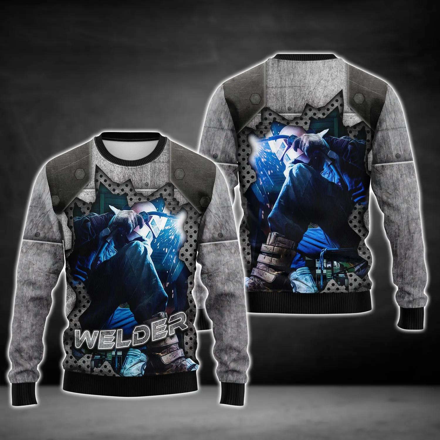 Welder Blue Graphic Design 3D Printed Shirts
