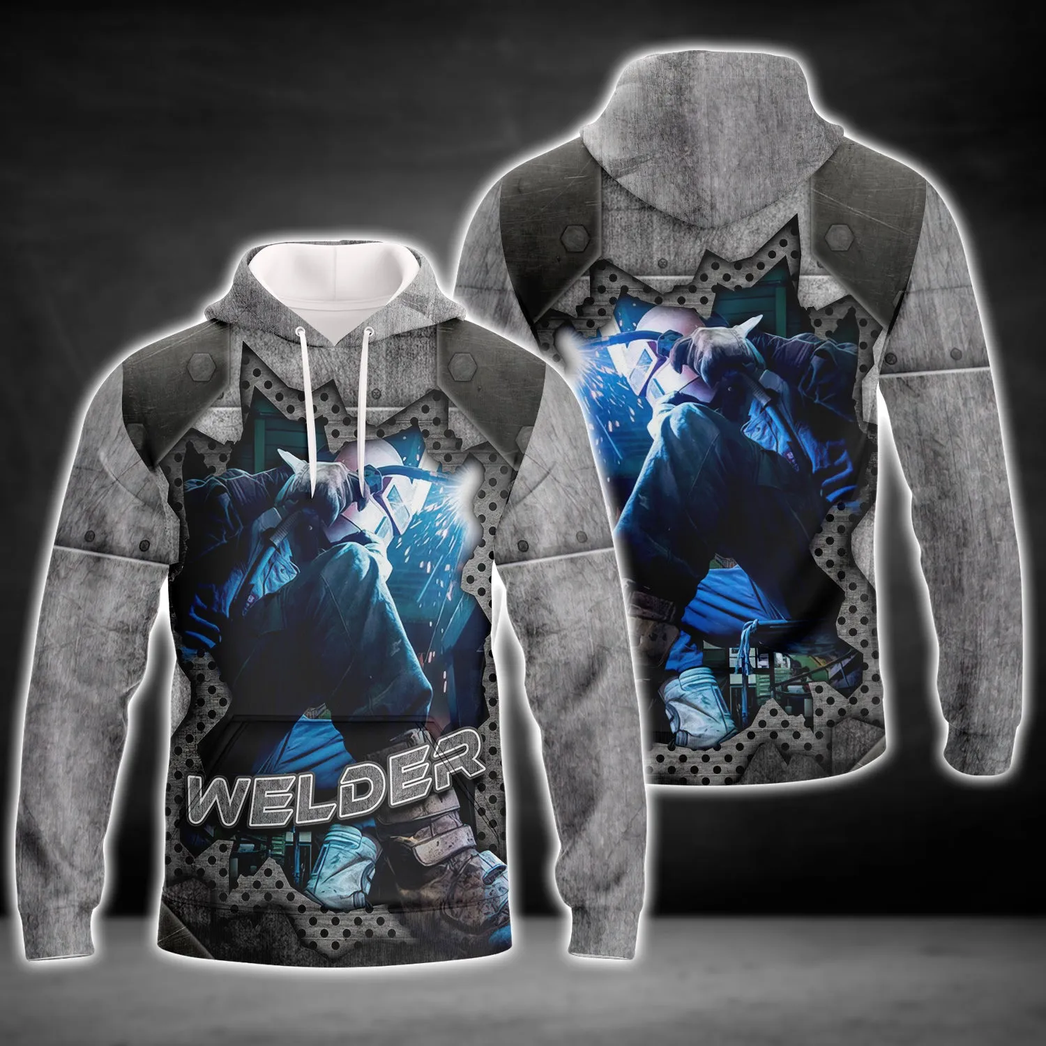 Welder Blue Graphic Design 3D Printed Shirts