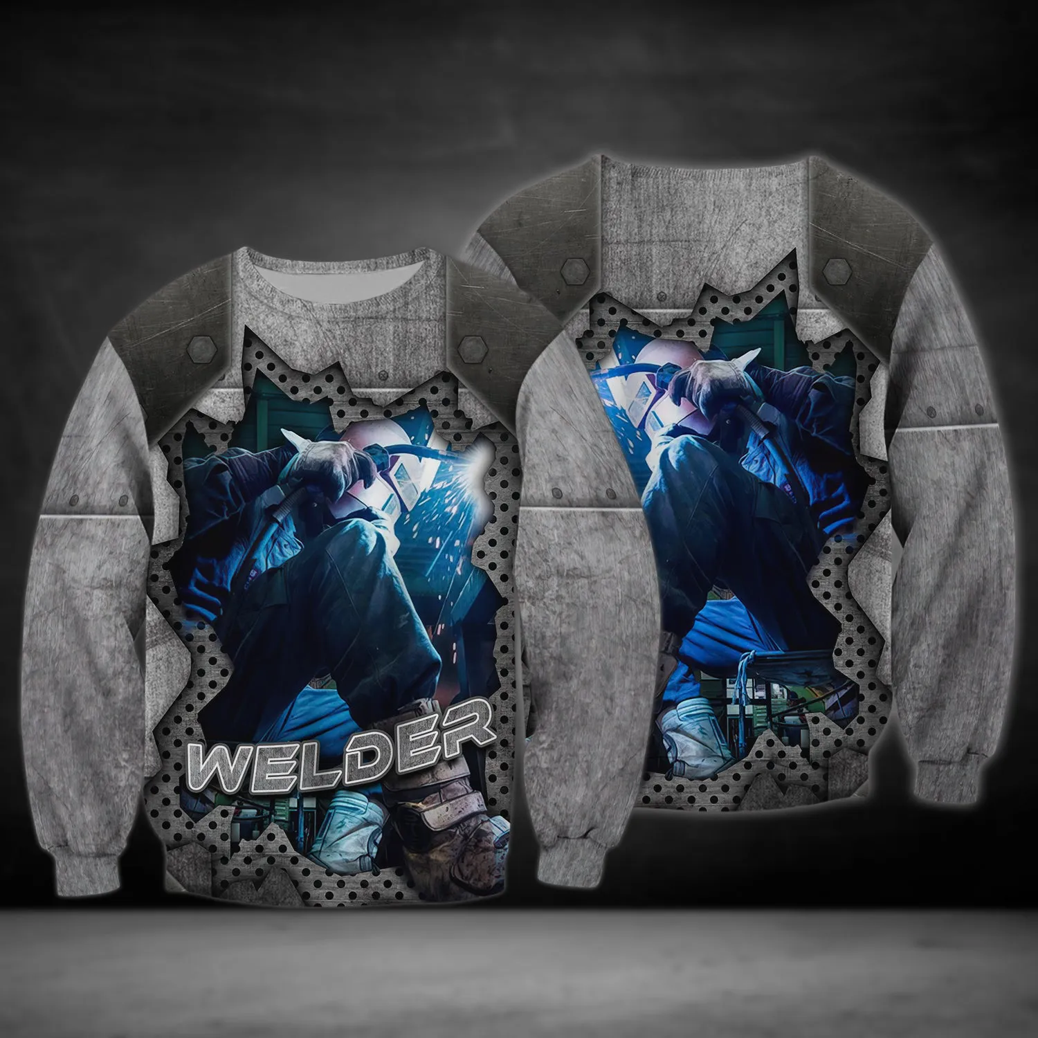 Welder Blue Graphic Design 3D Printed Shirts