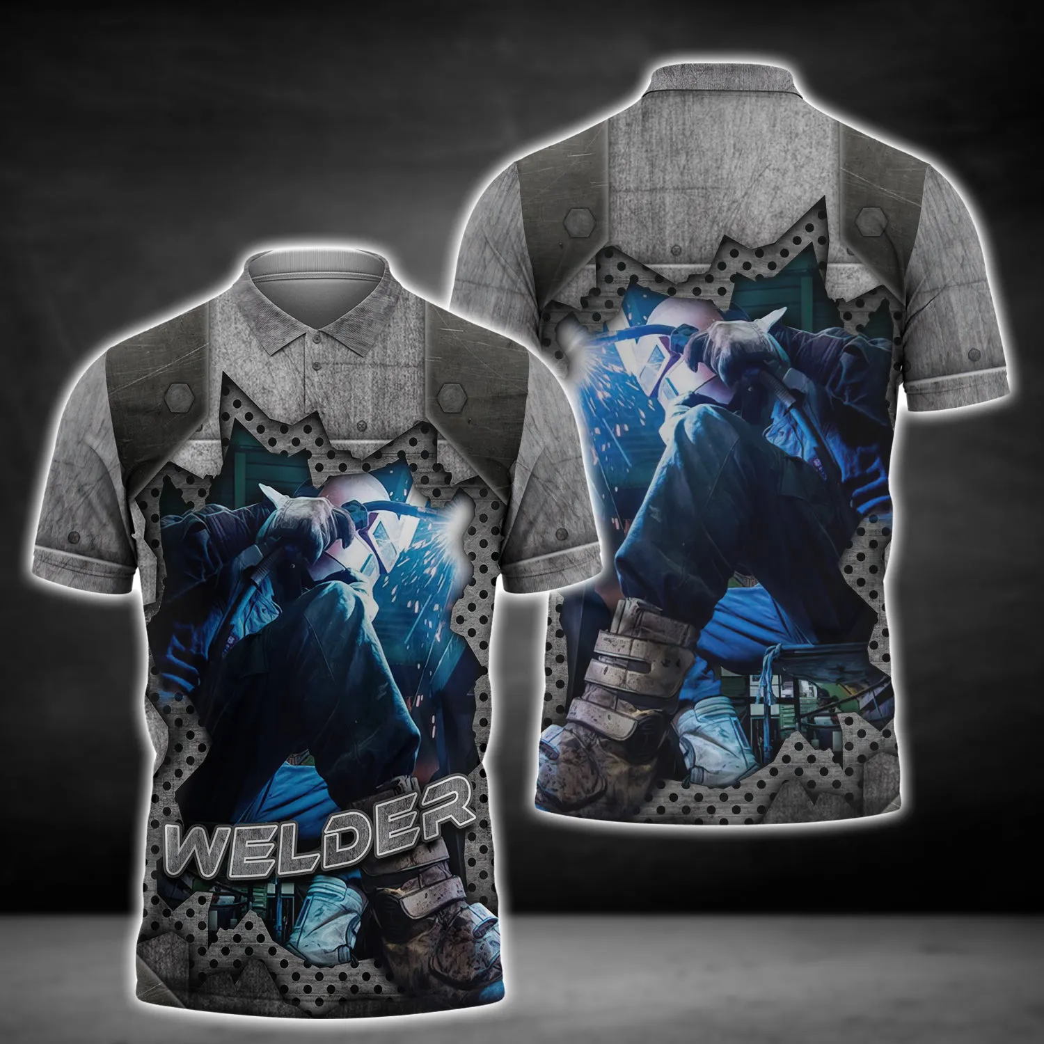 Welder Blue Graphic Design 3D Printed Shirts