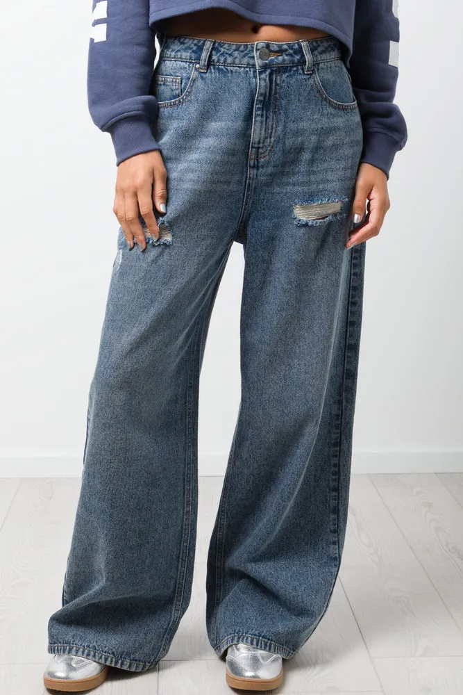 Wide Balloon Skater Jeans Light Blue