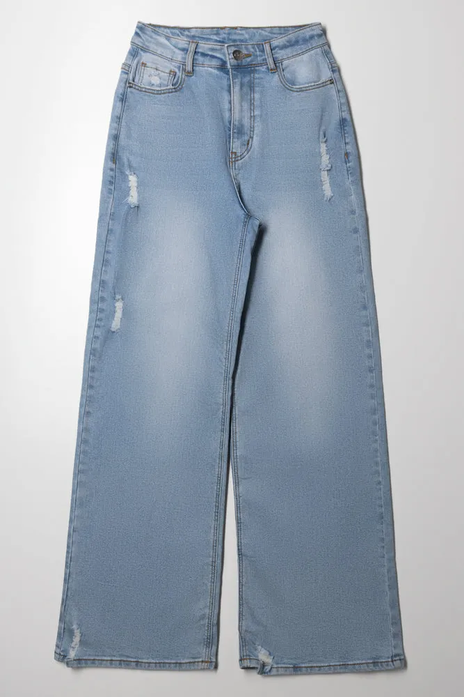 Wide Leg Denim Jean Blue