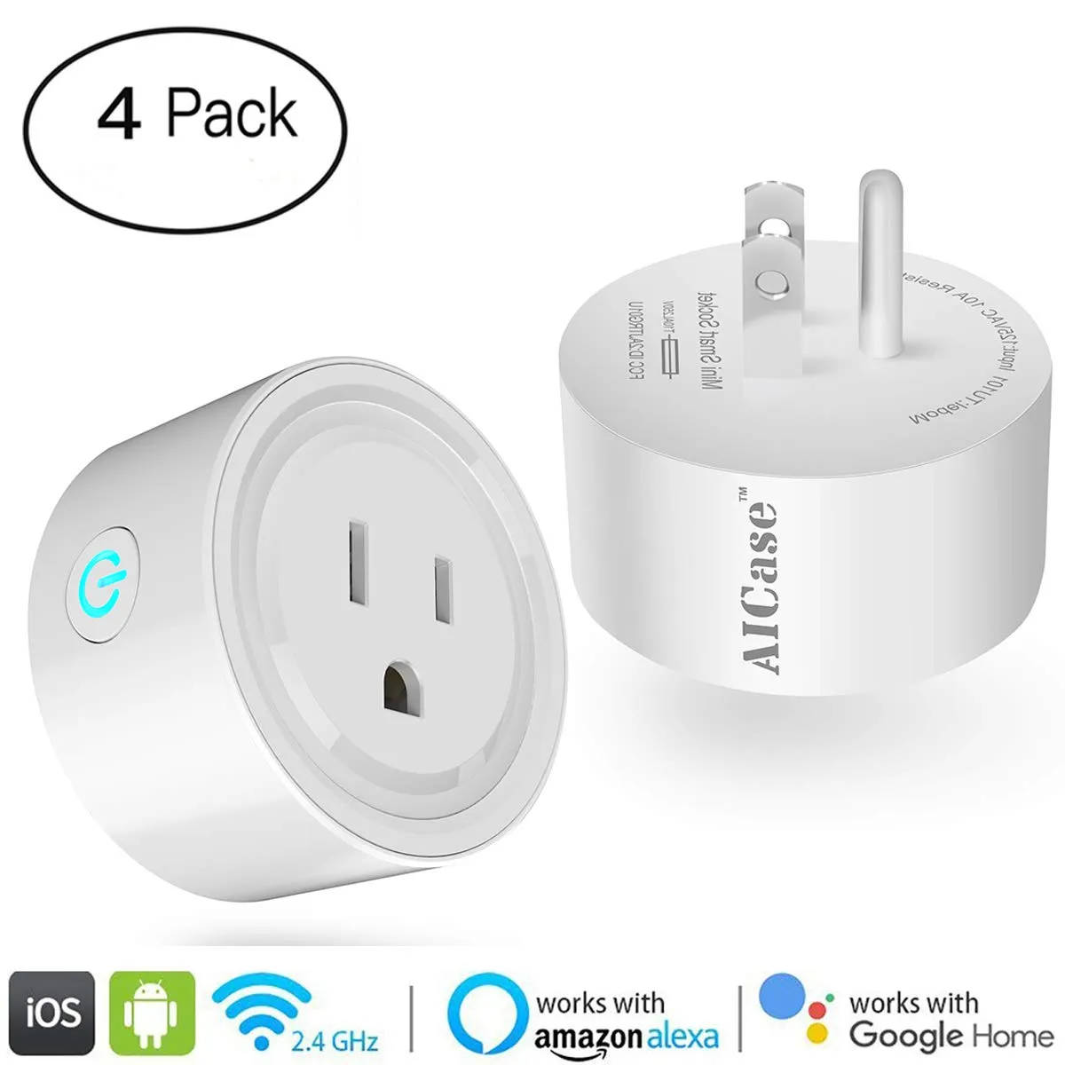 Wifi Smart Plug Wlan Outlets Wireless Smart Mini Outlet Compatible With Amazon Alexa Echo,Google Home No Hub Required, White