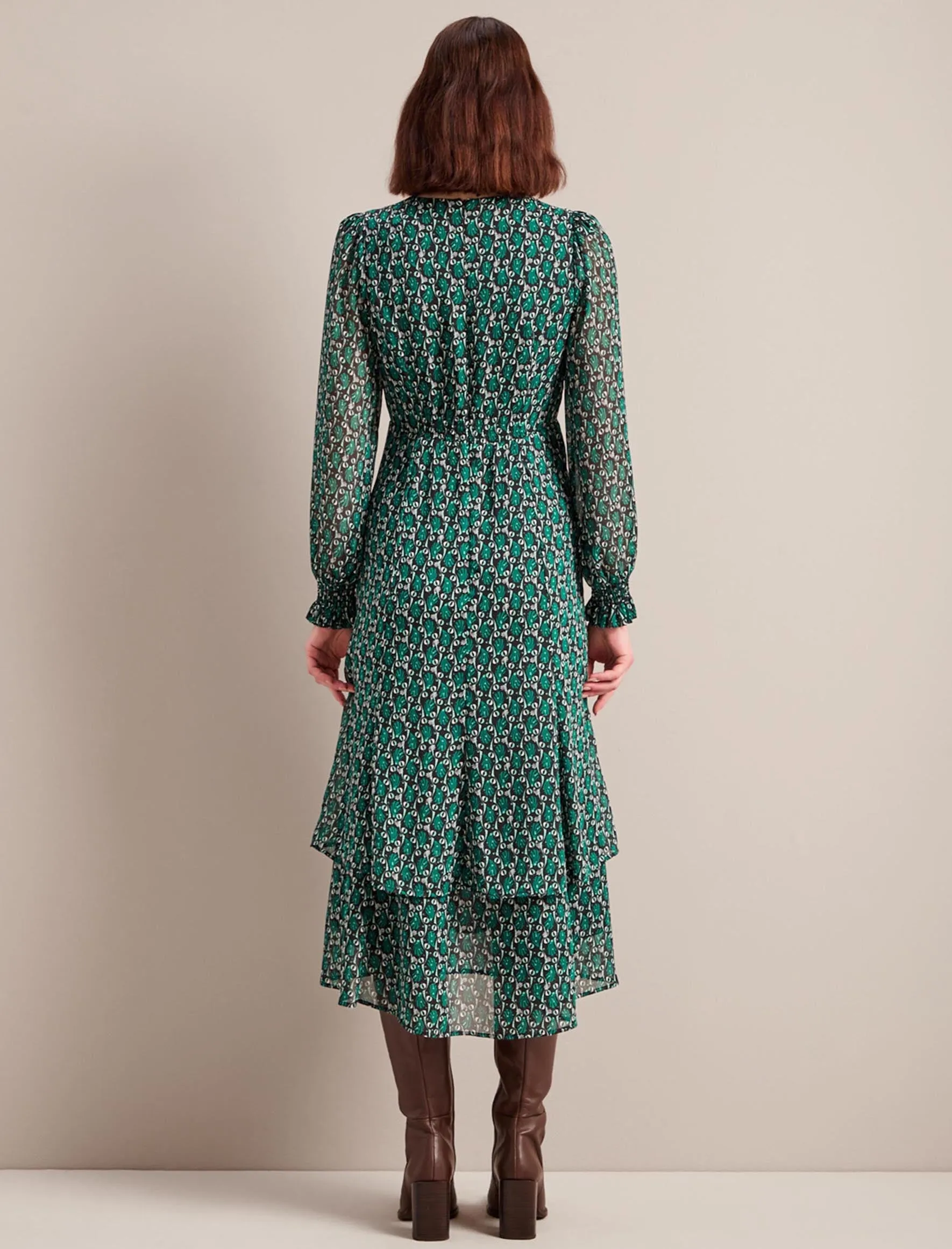 Willow Maxi Dress - Green Shell Geo Print
