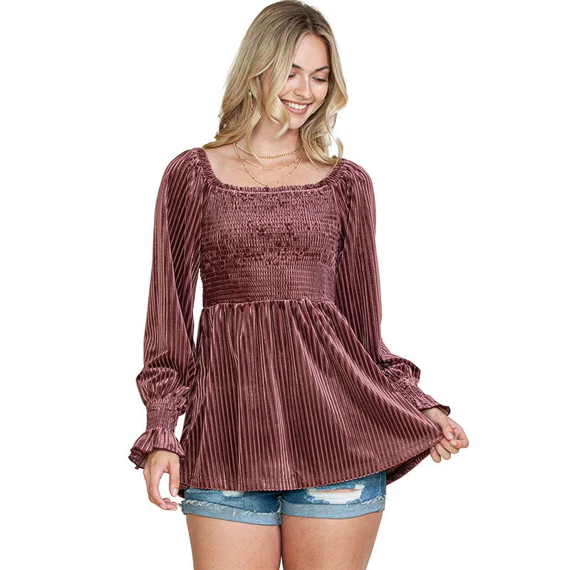 Women Casual Puff Long Sleeve Shirt