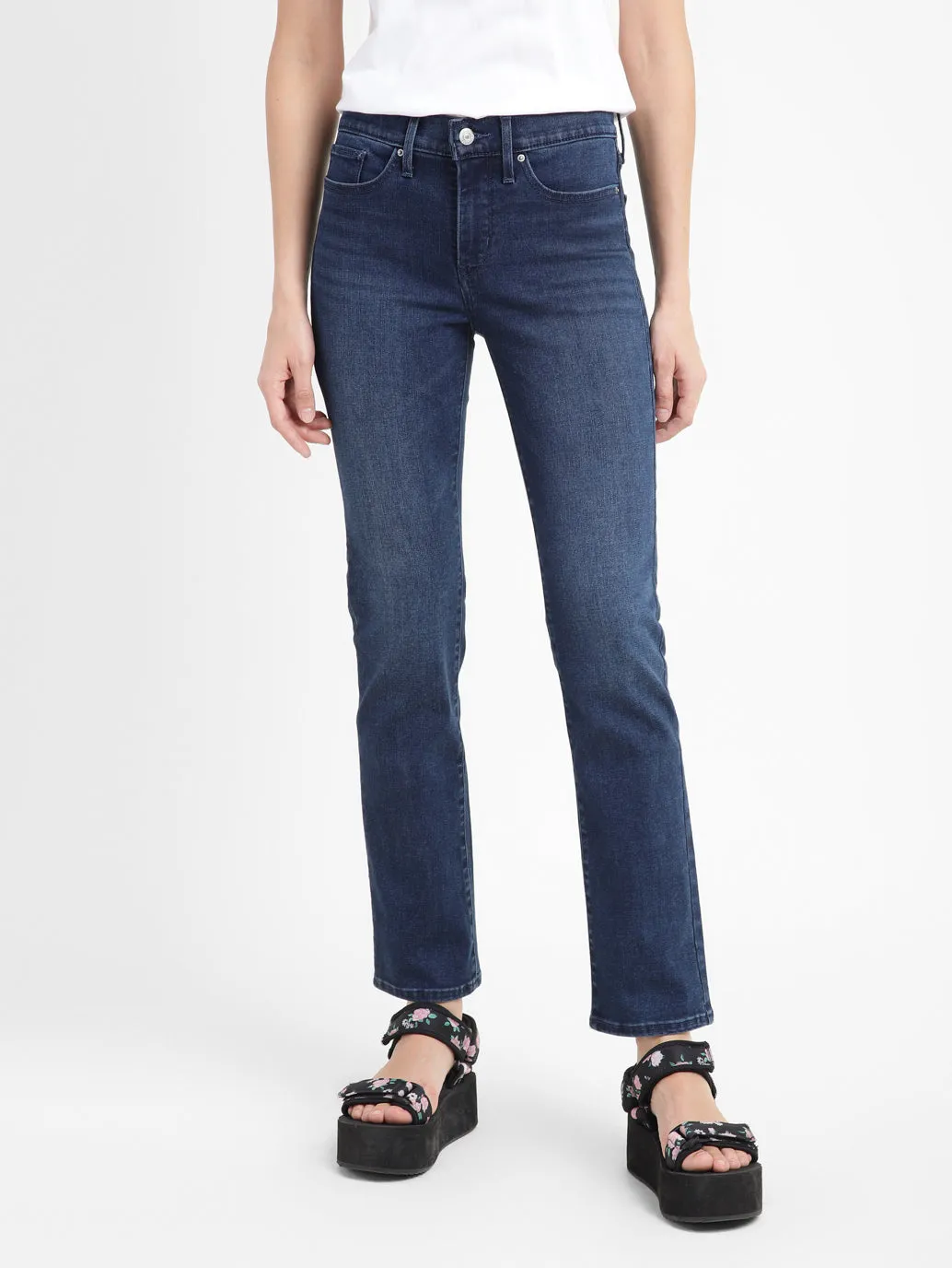 Women's 314 Blue Straight Fit Mid Rise Jeans