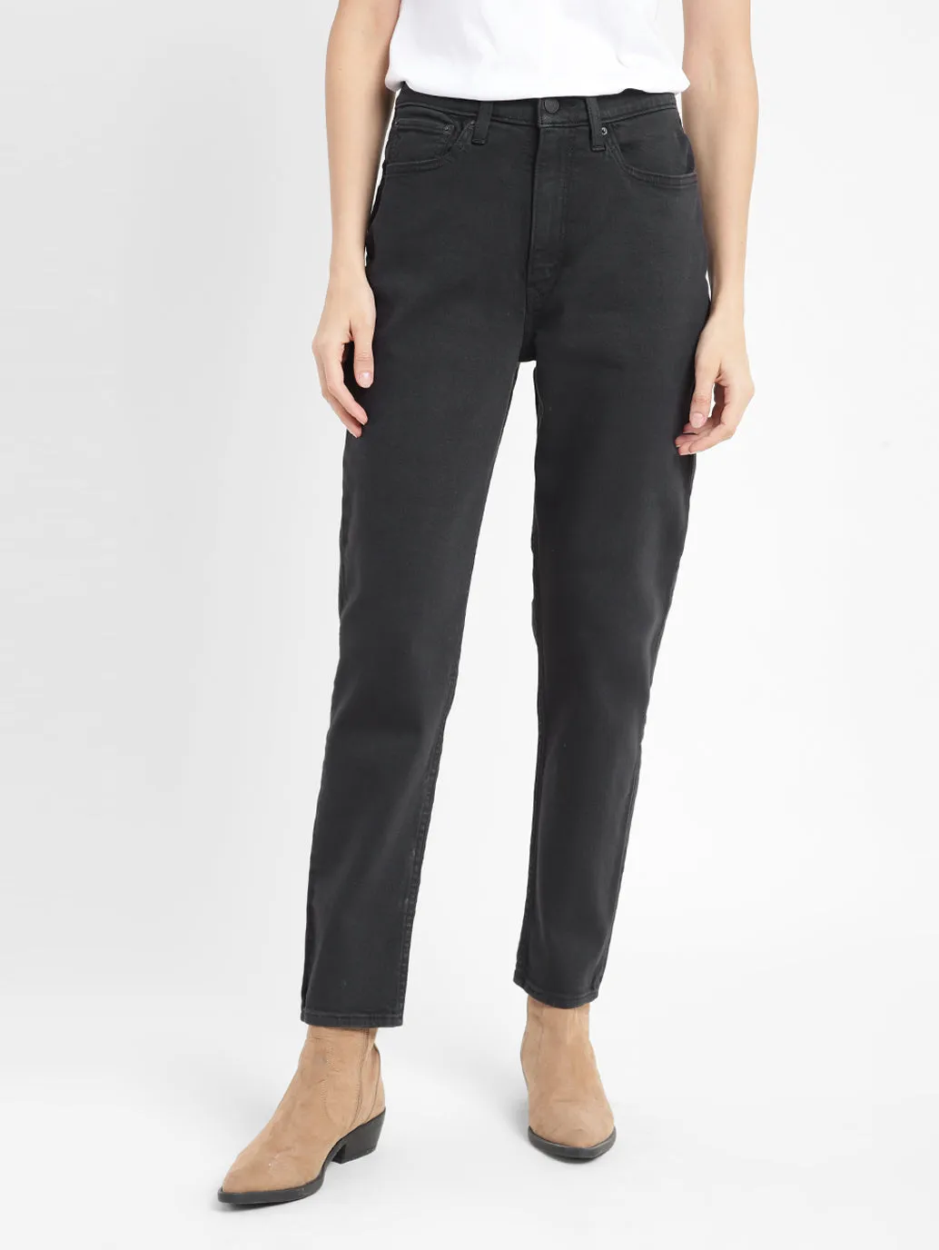 Women's Black Tapered Fit High Rise Jeans
