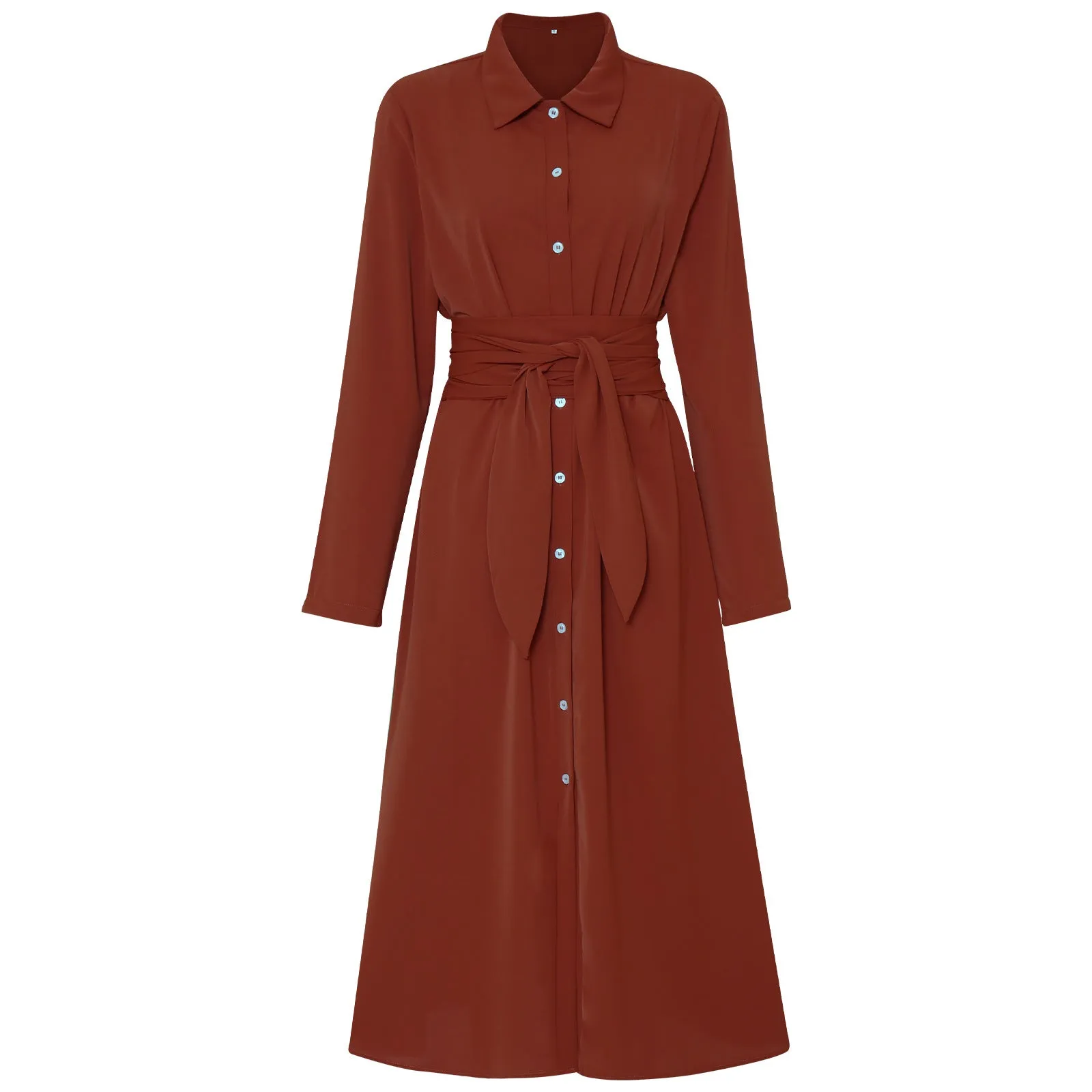 Women's Button Up Mini Dress with Collar and Three-Quarter Length Sleeves