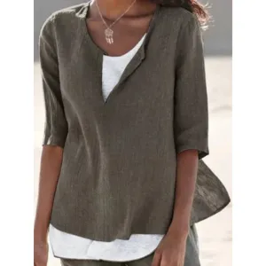 Women's Casual Summer Layered Blouse | 3 4 Sleeve