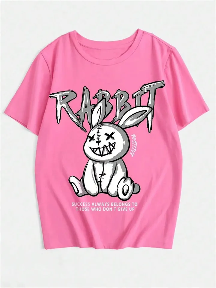 Women's Fashion Summer Bad Rabbit Print Tees