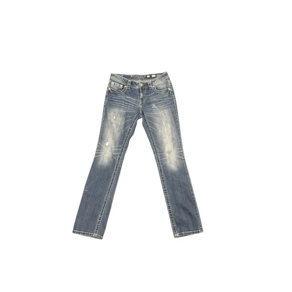 WOMENS MISS ME SIGNATURE STRAIGHT CROSS POCKET BLUE DENIM JEANS Sz 30x33.5