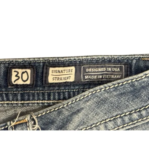 WOMENS MISS ME SIGNATURE STRAIGHT CROSS POCKET BLUE DENIM JEANS Sz 30x33.5
