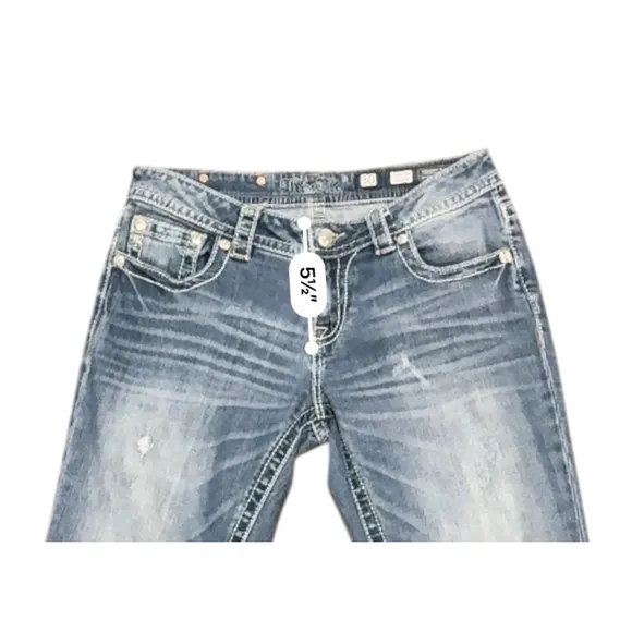 WOMENS MISS ME SIGNATURE STRAIGHT CROSS POCKET BLUE DENIM JEANS Sz 30x33.5