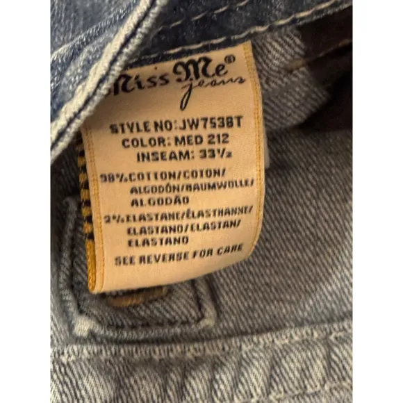 WOMENS MISS ME SIGNATURE STRAIGHT CROSS POCKET BLUE DENIM JEANS Sz 30x33.5