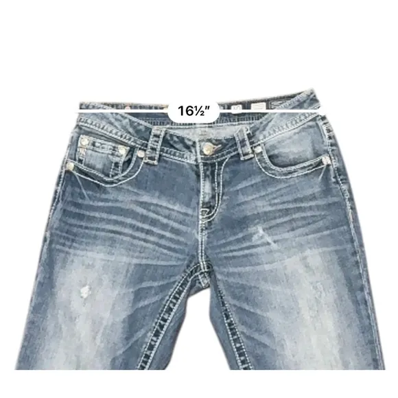 WOMENS MISS ME SIGNATURE STRAIGHT CROSS POCKET BLUE DENIM JEANS Sz 30x33.5